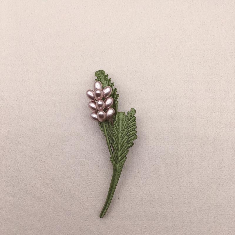 Broche Pequeño de Hoja Perla Fresca de Arte Verde Aguacate