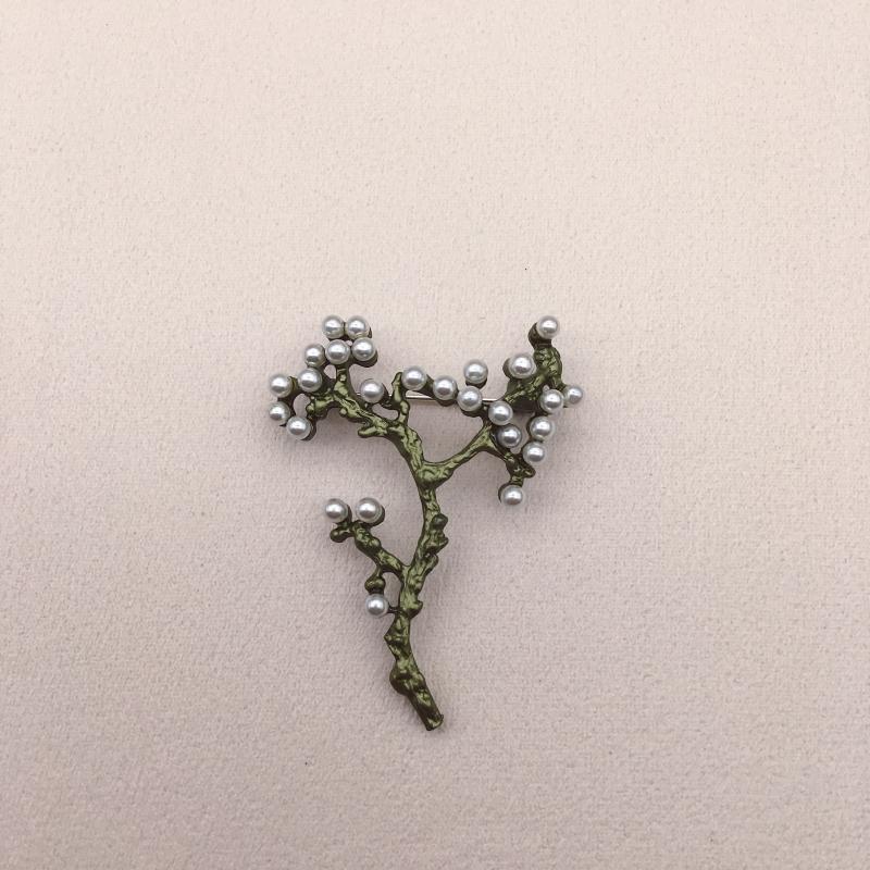 Broche Pequeño de Hoja Perla Fresca de Arte Verde Aguacate