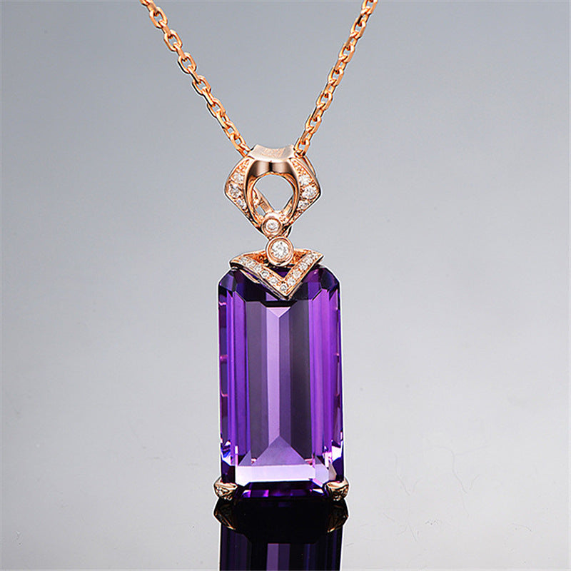 Neuer luxuriöser rechteckiger Amethyst-Anhänger