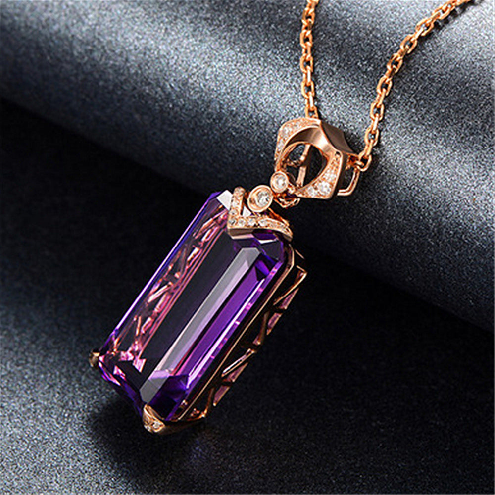 Neuer luxuriöser rechteckiger Amethyst-Anhänger