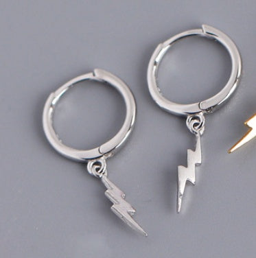 Pendientes de rayo femeninos de plata esterlina, pendientes de marea, pendientes de temperamento