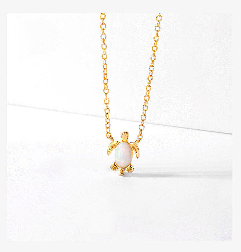 S925 Sterling Silver Ins Necklace Turtle Opel Jewelry Choker Jewelry