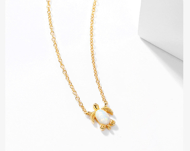 S925 Sterling Silver Ins Necklace Turtle Opel Jewelry Choker Jewelry