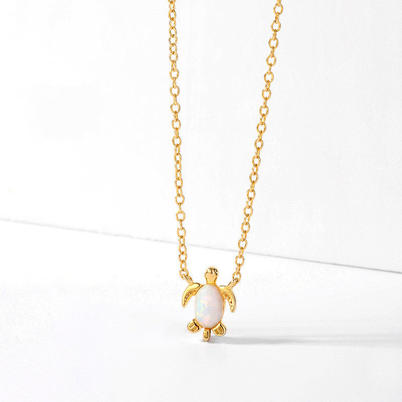 S925 Sterling Silver Ins Necklace Turtle Opel Jewelry Choker Jewelry