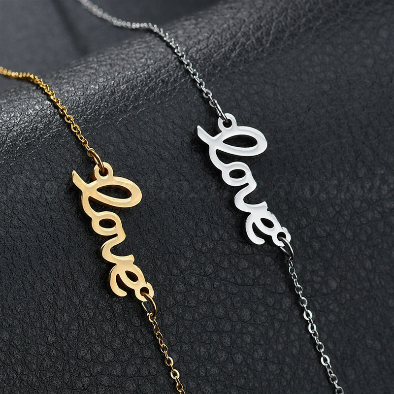Personalisierte antike englische Namenskette für Damen, gold- oder silberfarbene Edelstahl-Kettenanhänger-Halskette, Schmuck