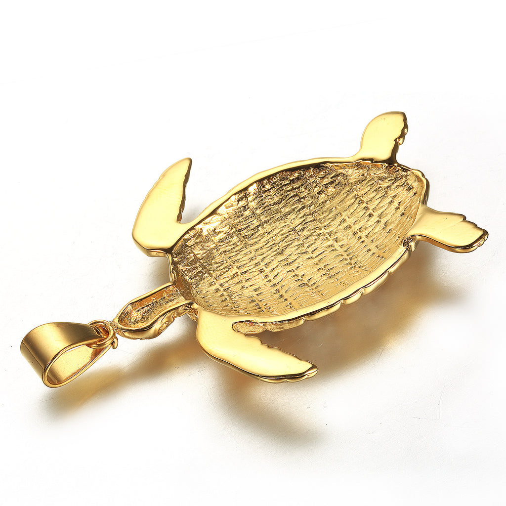 Europäischer und amerikanischer Außenhandel Gold mit Diamanten Tier Schildkröte Anhänger Halskette Herren Titanstahl Hip Hop Accessoires Grenzüberschreitender E-Commerce