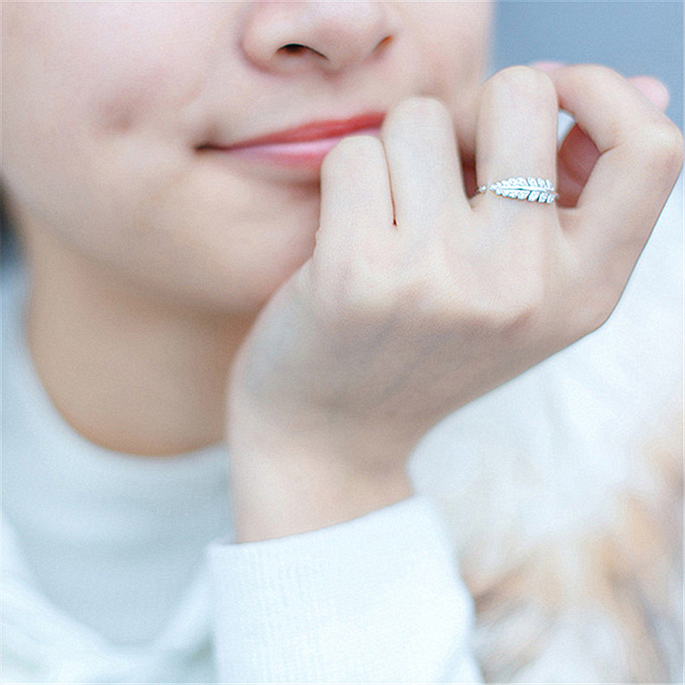 Kleiner, frischer und süßer Blattring Ring Ring Zehenring