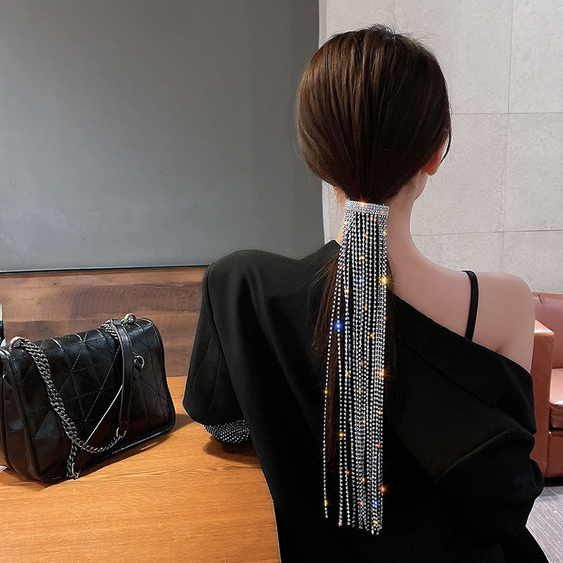 Funkelnde Strass-Haarnadeln für Frauen, Bijoux, lange Quasten, Kristall-Haarschmuck, Hochzeit, Bankett, Schmuck