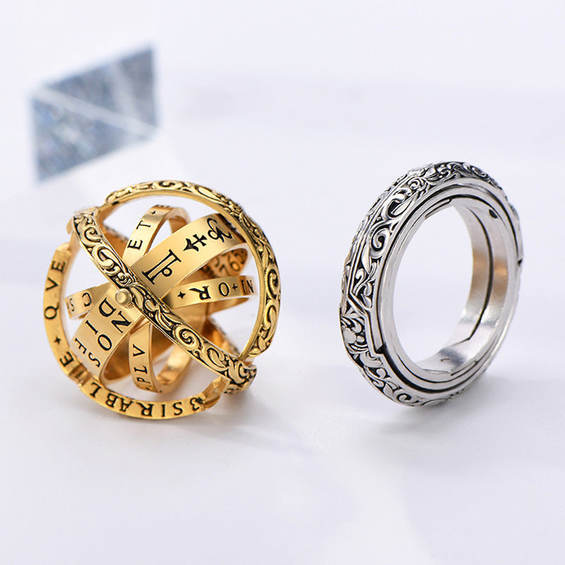 Kugelförmiger umgeklappter und verformter Universums-Ring-Schmuck