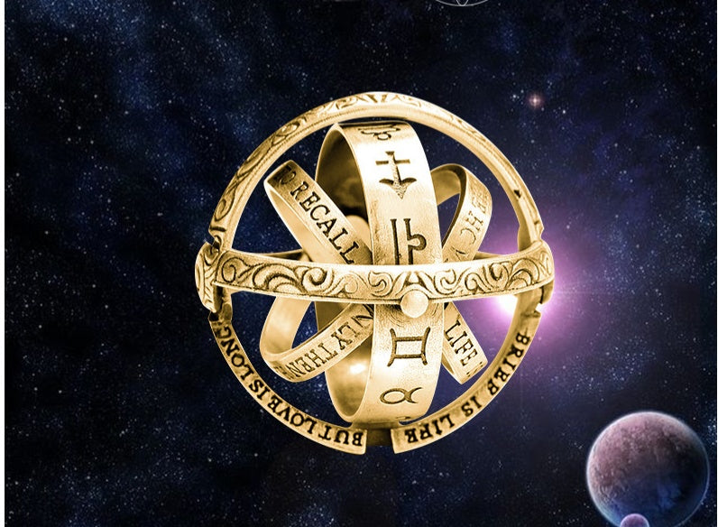 Kugelförmiger umgeklappter und verformter Universums-Ring-Schmuck
