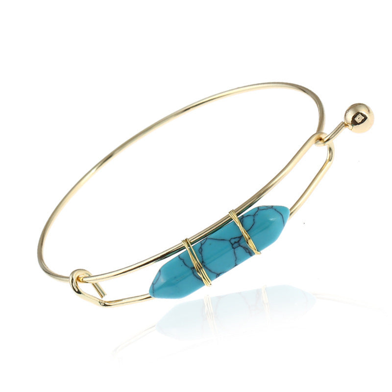 Pulsera de Joyería de Moda de Forma Geométrica de Gema Natural de Metal para Mujer
