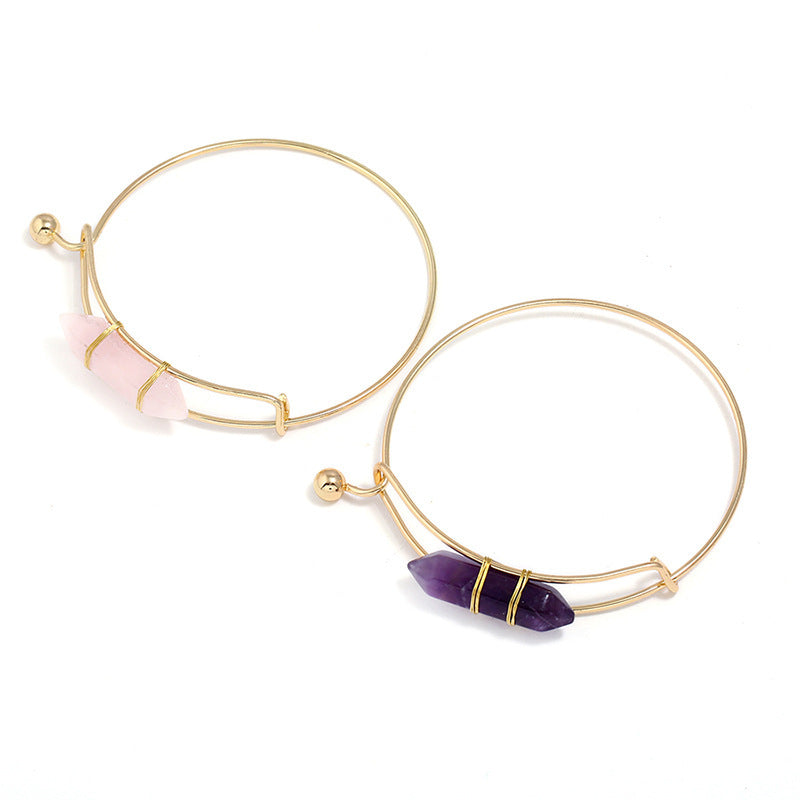 Pulsera de Joyería de Moda de Forma Geométrica de Gema Natural de Metal para Mujer