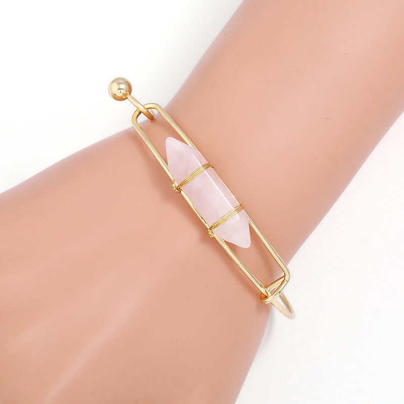 Pulsera de Joyería de Moda de Forma Geométrica de Gema Natural de Metal para Mujer
