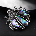 Broche de mariquita de siete estrellas con diamantes de imitación de plata antigua electrochapada, broche, accesorios unisex que combinan con todo