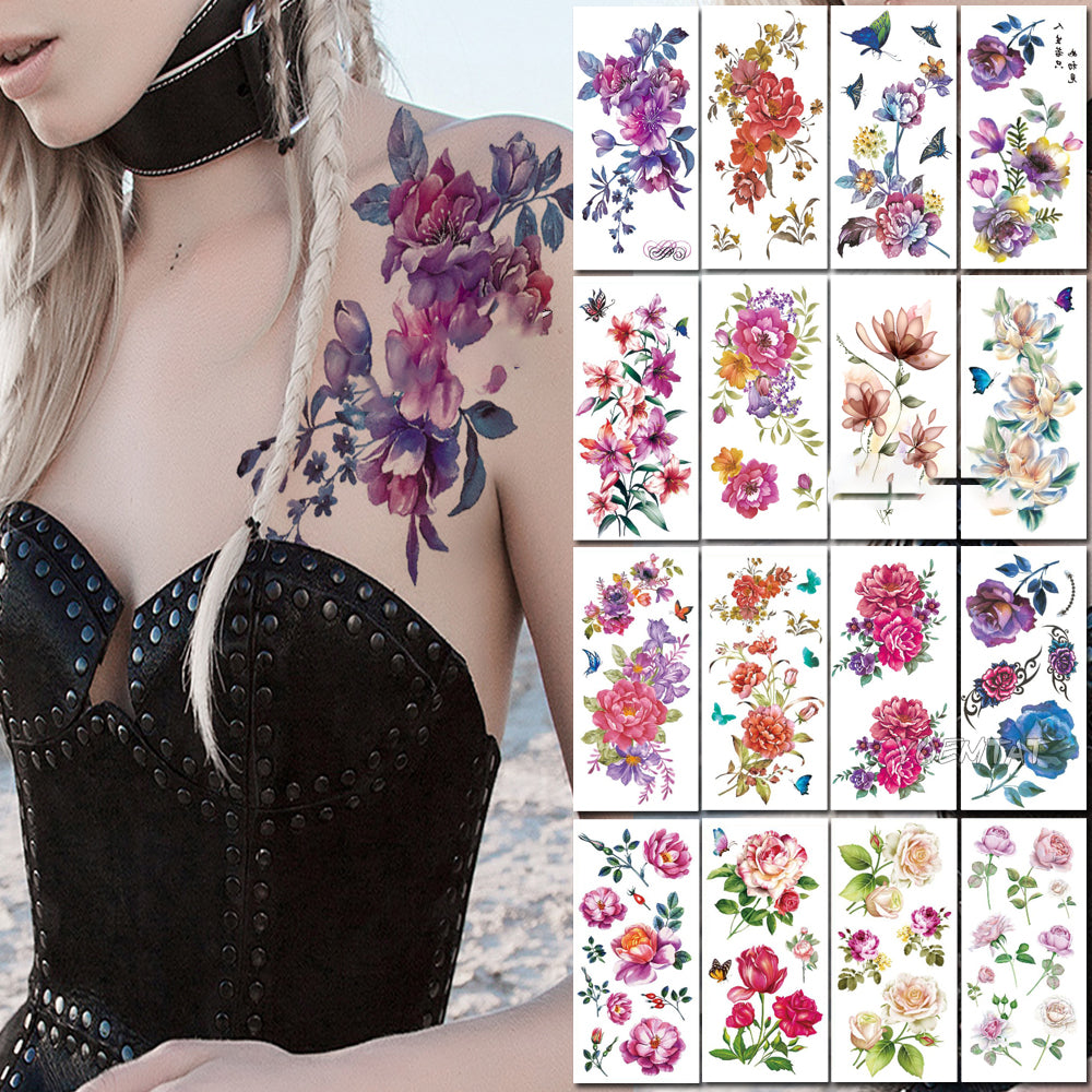 Pegatina de tatuaje de flor Bian, tatuaje de flor, pegatina de tatuaje de corazón de amor, papel de tatuaje de transferencia de agua ecológico