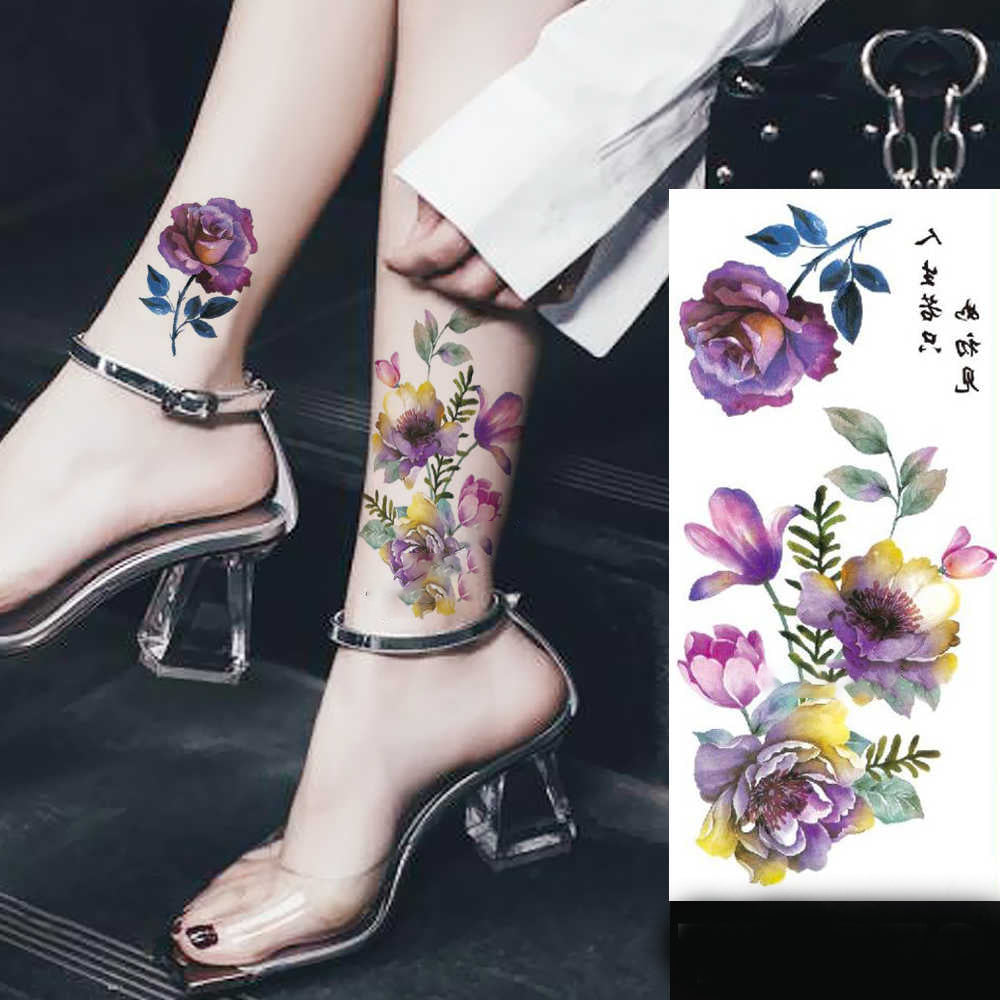 Pegatina de tatuaje de flor Bian, tatuaje de flor, pegatina de tatuaje de corazón de amor, papel de tatuaje de transferencia de agua ecológico