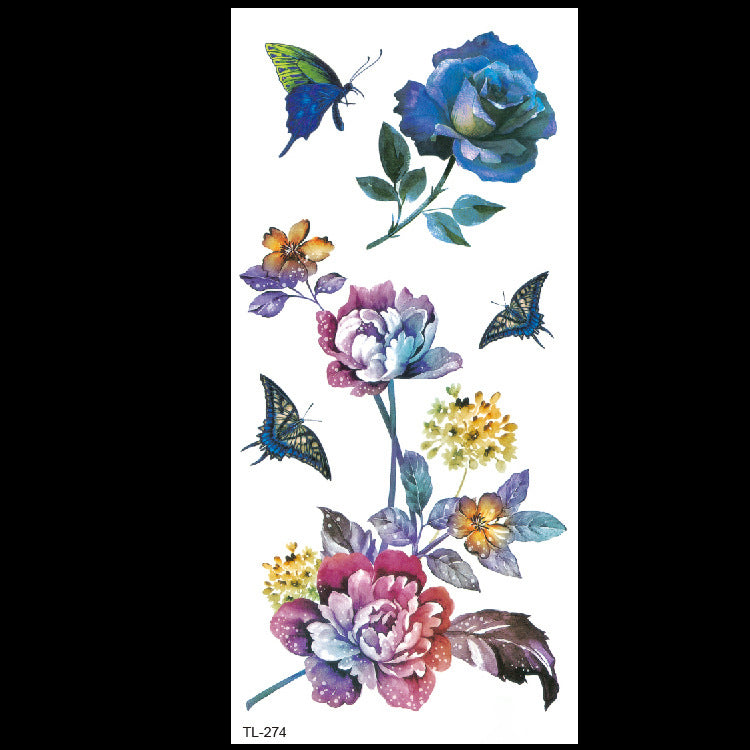 Pegatina de tatuaje de flor Bian, tatuaje de flor, pegatina de tatuaje de corazón de amor, papel de tatuaje de transferencia de agua ecológico