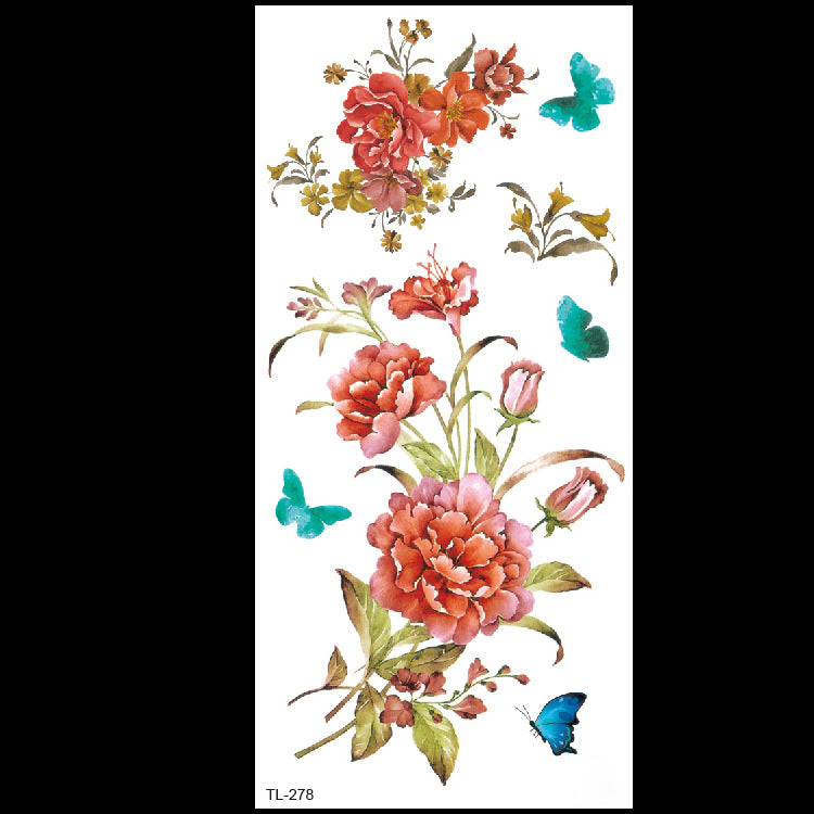 Pegatina de tatuaje de flor Bian, tatuaje de flor, pegatina de tatuaje de corazón de amor, papel de tatuaje de transferencia de agua ecológico