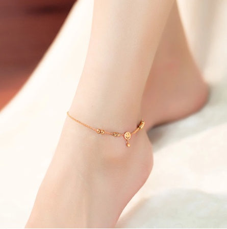 Versión coreana de la tobillera de sonrisa, joyería de tobillo fresca de verano para mujer, regalo para novias, tobillera de circonita con cuentas y caritas sonrientes a la moda