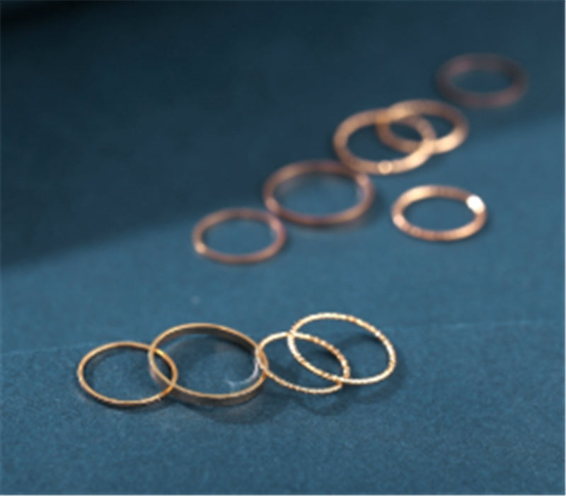 Böhmischer Acryl-Silberring, 10-teiliges Knöchelring-Set