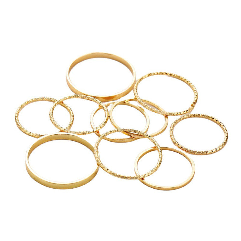 Böhmischer Acryl-Silberring, 10-teiliges Knöchelring-Set