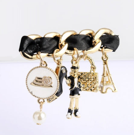 Stoffbrosche, Brosche, Perle, Taschenschmuck, Mantelaccessoires