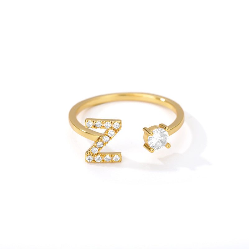 Anillo inicial diminuto para mujer con circonita, letras A-Z, 26 anillos, moda para parejas, boda, dije ajustable, regalo de joyería de nacimiento, Bijoux Femme