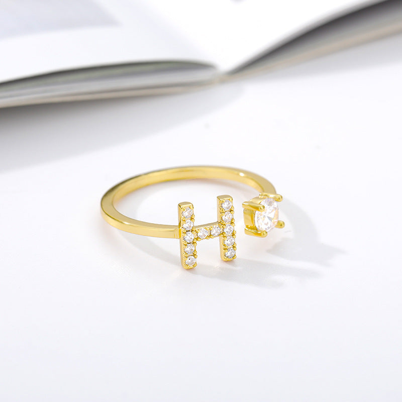 Anillo inicial diminuto para mujer con circonita, letras A-Z, 26 anillos, moda para parejas, boda, dije ajustable, regalo de joyería de nacimiento, Bijoux Femme