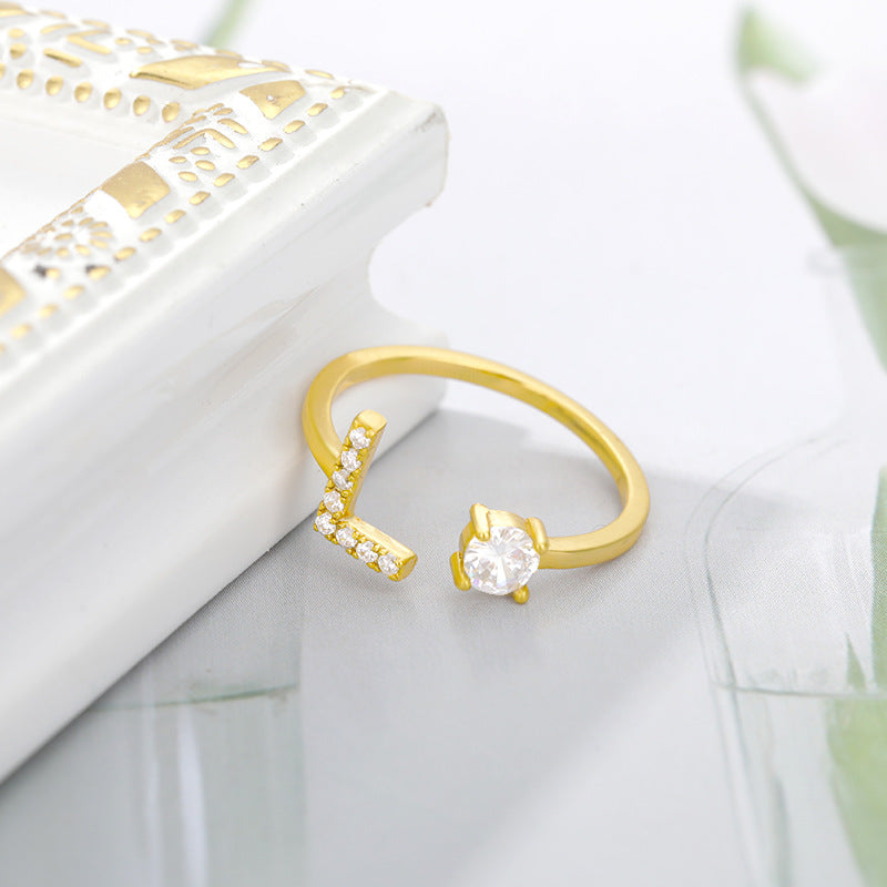Anillo inicial diminuto para mujer con circonita, letras A-Z, 26 anillos, moda para parejas, boda, dije ajustable, regalo de joyería de nacimiento, Bijoux Femme