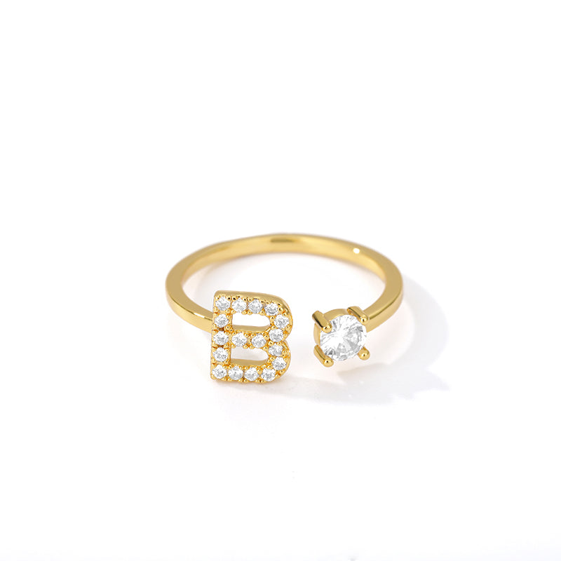 Anillo inicial diminuto para mujer con circonita, letras A-Z, 26 anillos, moda para parejas, boda, dije ajustable, regalo de joyería de nacimiento, Bijoux Femme
