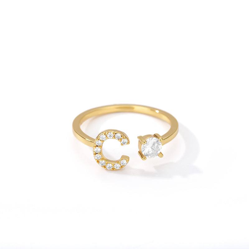 Anillo inicial diminuto para mujer con circonita, letras A-Z, 26 anillos, moda para parejas, boda, dije ajustable, regalo de joyería de nacimiento, Bijoux Femme