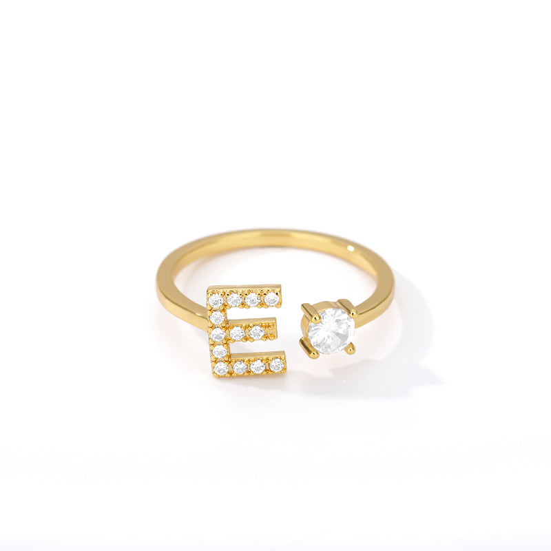 Anillo inicial diminuto para mujer con circonita, letras A-Z, 26 anillos, moda para parejas, boda, dije ajustable, regalo de joyería de nacimiento, Bijoux Femme