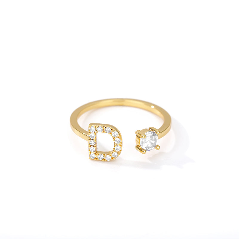 Anillo inicial diminuto para mujer con circonita, letras A-Z, 26 anillos, moda para parejas, boda, dije ajustable, regalo de joyería de nacimiento, Bijoux Femme