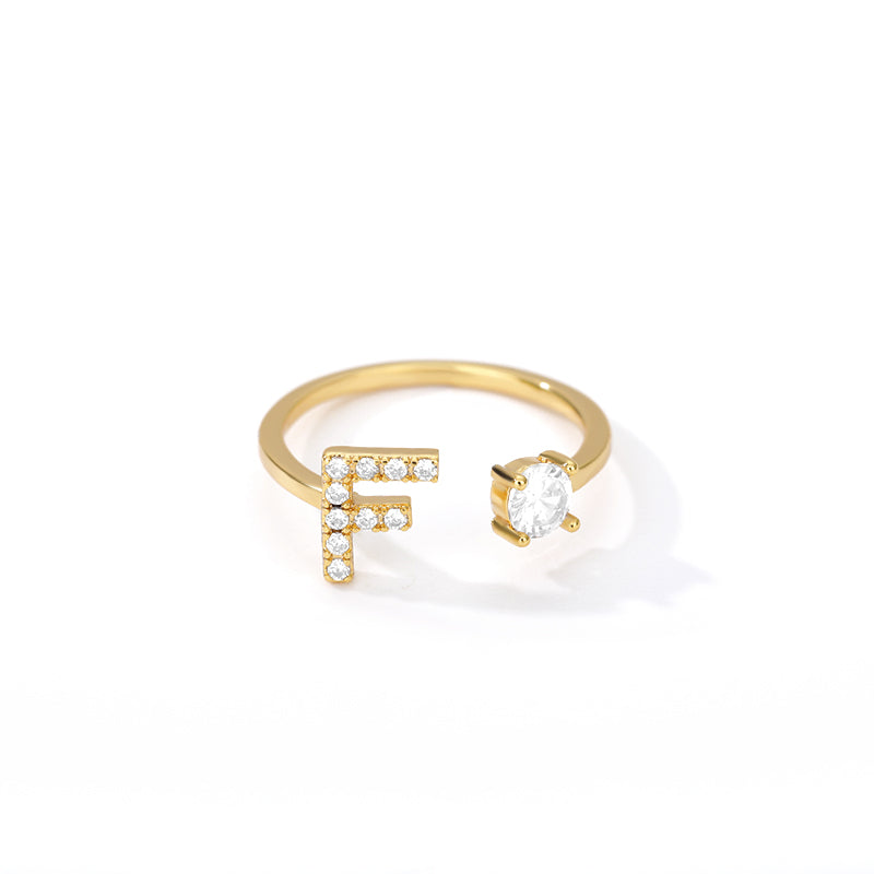 Anillo inicial diminuto para mujer con circonita, letras A-Z, 26 anillos, moda para parejas, boda, dije ajustable, regalo de joyería de nacimiento, Bijoux Femme