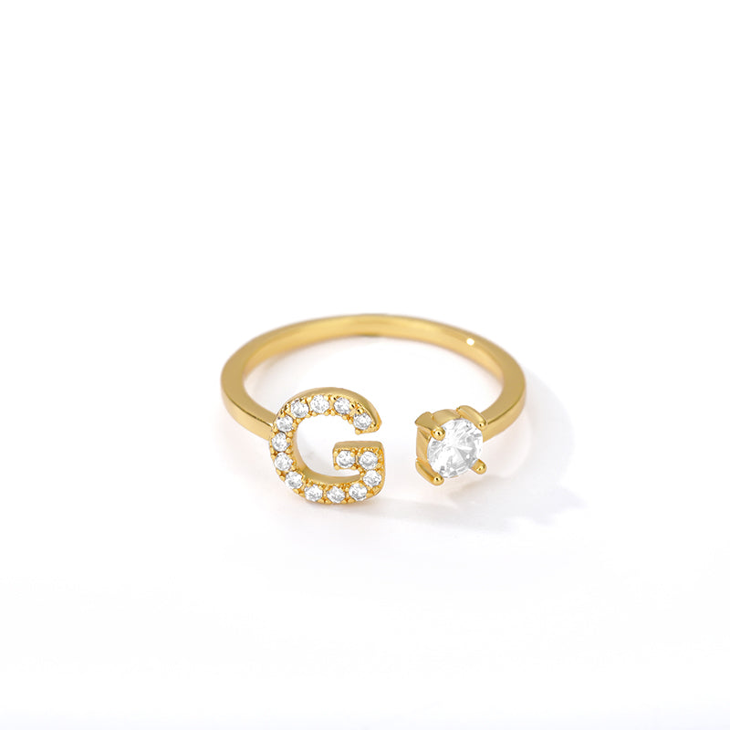 Anillo inicial diminuto para mujer con circonita, letras A-Z, 26 anillos, moda para parejas, boda, dije ajustable, regalo de joyería de nacimiento, Bijoux Femme