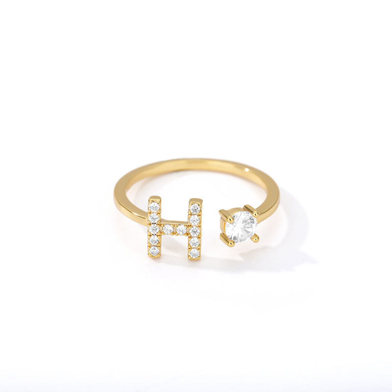Anillo inicial diminuto para mujer con circonita, letras A-Z, 26 anillos, moda para parejas, boda, dije ajustable, regalo de joyería de nacimiento, Bijoux Femme