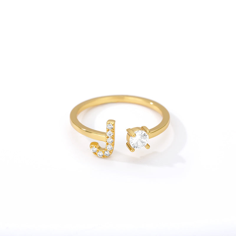 Anillo inicial diminuto para mujer con circonita, letras A-Z, 26 anillos, moda para parejas, boda, dije ajustable, regalo de joyería de nacimiento, Bijoux Femme