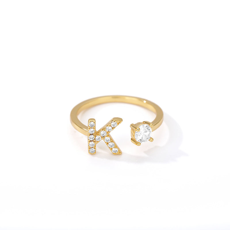 Anillo inicial diminuto para mujer con circonita, letras A-Z, 26 anillos, moda para parejas, boda, dije ajustable, regalo de joyería de nacimiento, Bijoux Femme
