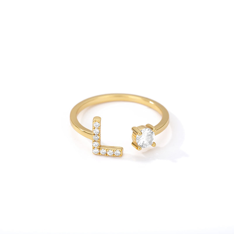 Anillo inicial diminuto para mujer con circonita, letras A-Z, 26 anillos, moda para parejas, boda, dije ajustable, regalo de joyería de nacimiento, Bijoux Femme