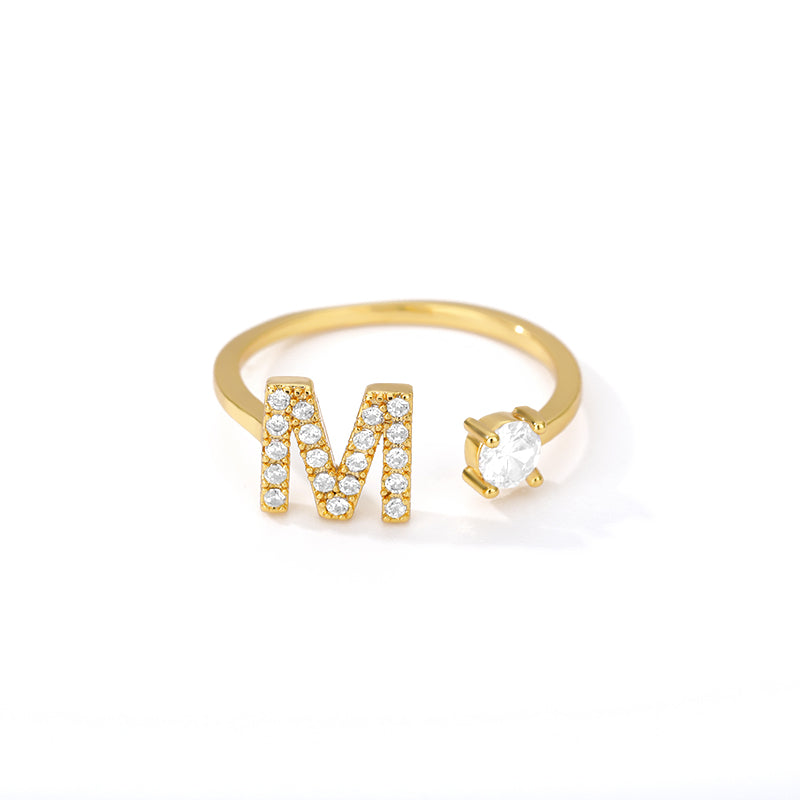 Anillo inicial diminuto para mujer con circonita, letras A-Z, 26 anillos, moda para parejas, boda, dije ajustable, regalo de joyería de nacimiento, Bijoux Femme
