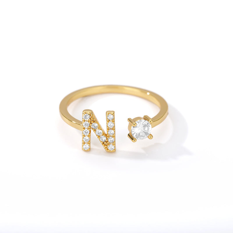 Anillo inicial diminuto para mujer con circonita, letras A-Z, 26 anillos, moda para parejas, boda, dije ajustable, regalo de joyería de nacimiento, Bijoux Femme