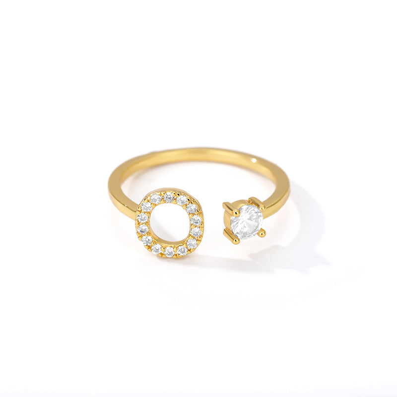 Anillo inicial diminuto para mujer con circonita, letras A-Z, 26 anillos, moda para parejas, boda, dije ajustable, regalo de joyería de nacimiento, Bijoux Femme