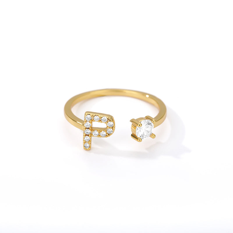Anillo inicial diminuto para mujer con circonita, letras A-Z, 26 anillos, moda para parejas, boda, dije ajustable, regalo de joyería de nacimiento, Bijoux Femme