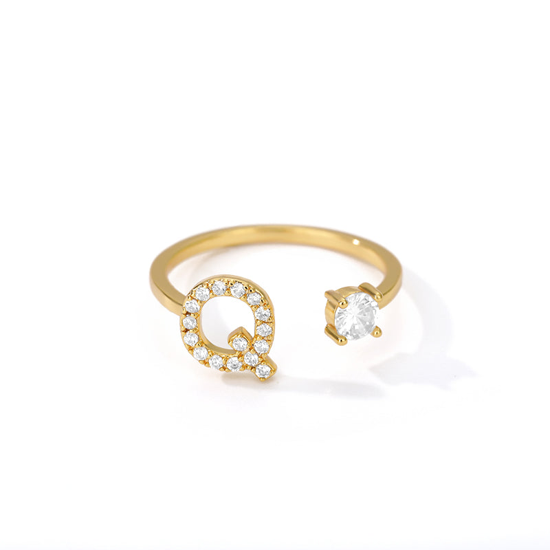 Anillo inicial diminuto para mujer con circonita, letras A-Z, 26 anillos, moda para parejas, boda, dije ajustable, regalo de joyería de nacimiento, Bijoux Femme