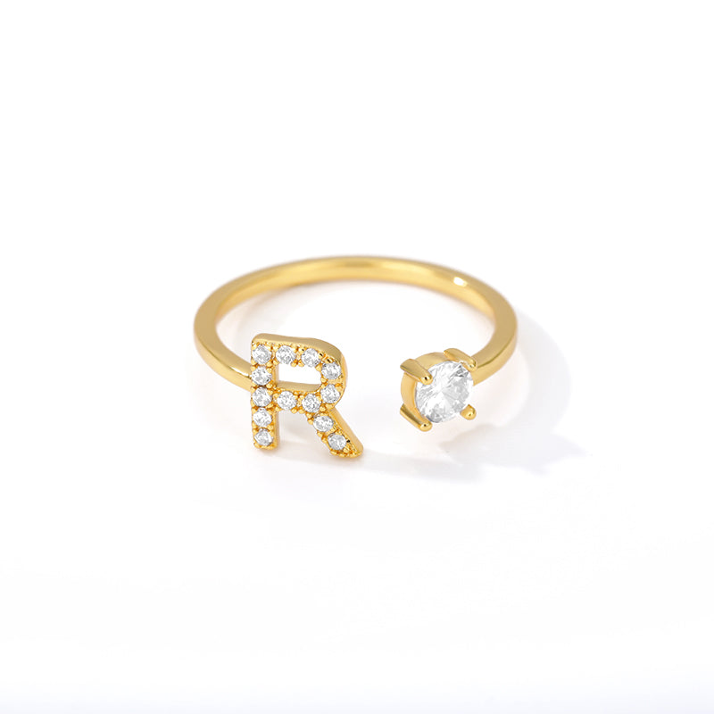 Anillo inicial diminuto para mujer con circonita, letras A-Z, 26 anillos, moda para parejas, boda, dije ajustable, regalo de joyería de nacimiento, Bijoux Femme