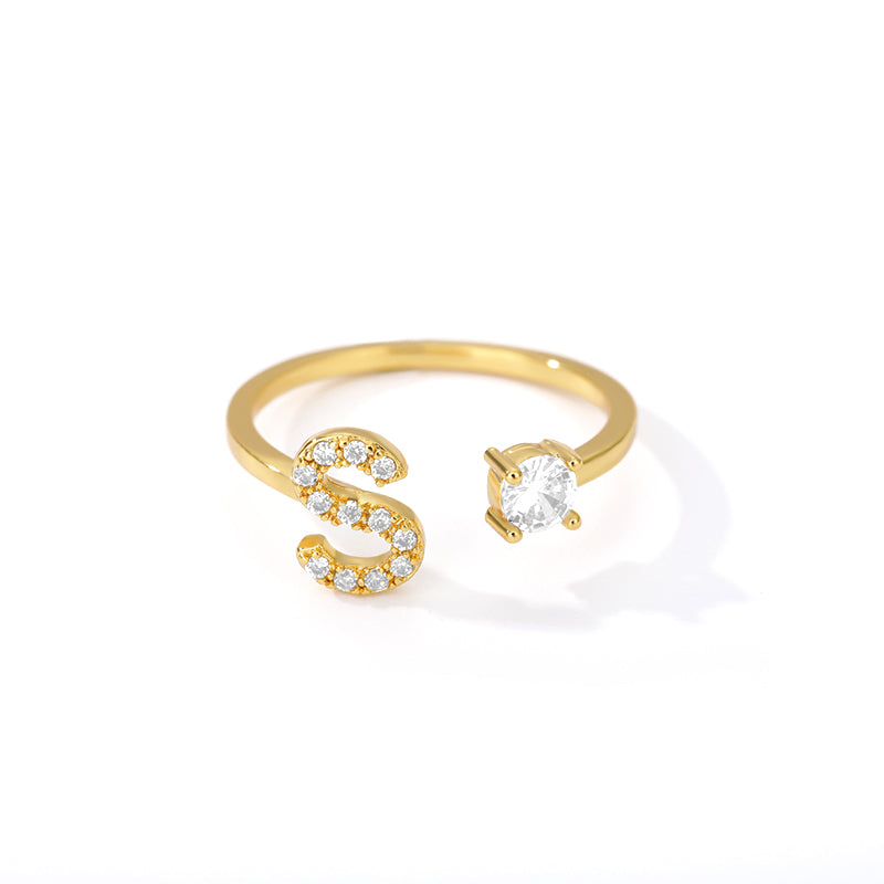 Anillo inicial diminuto para mujer con circonita, letras A-Z, 26 anillos, moda para parejas, boda, dije ajustable, regalo de joyería de nacimiento, Bijoux Femme