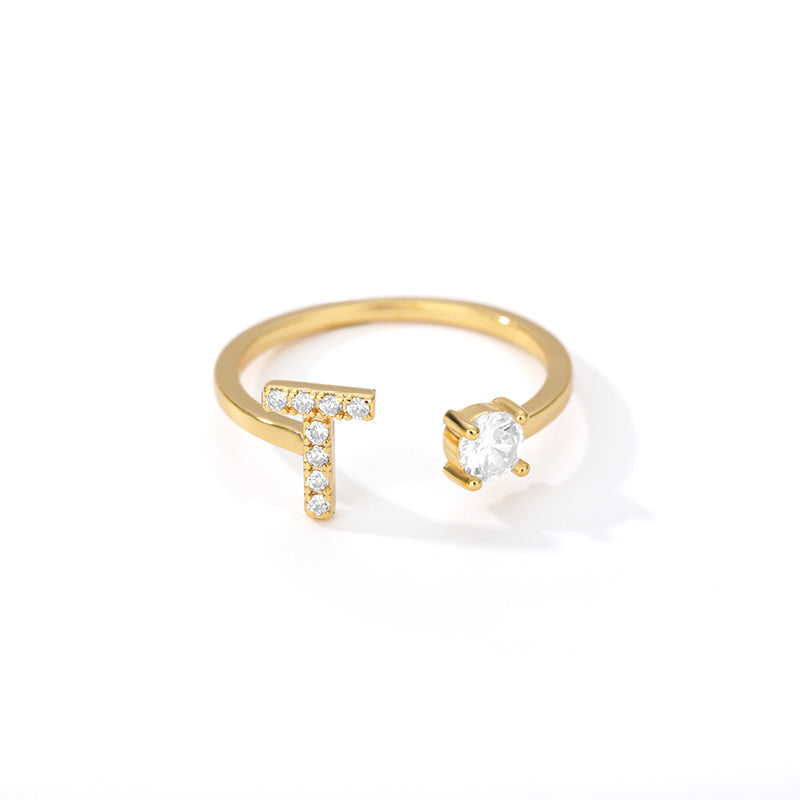 Anillo inicial diminuto para mujer con circonita, letras A-Z, 26 anillos, moda para parejas, boda, dije ajustable, regalo de joyería de nacimiento, Bijoux Femme