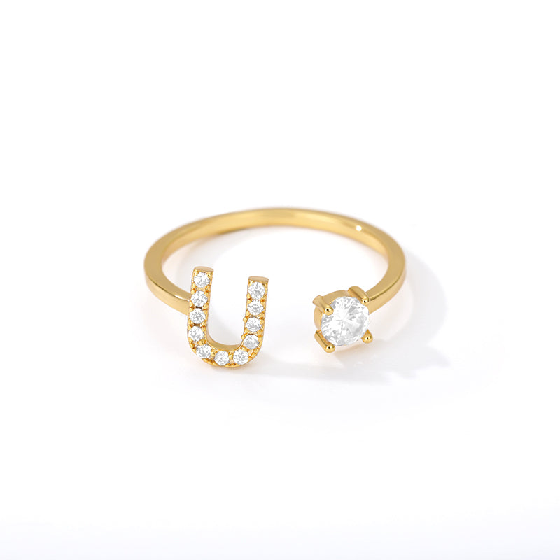 Anillo inicial diminuto para mujer con circonita, letras A-Z, 26 anillos, moda para parejas, boda, dije ajustable, regalo de joyería de nacimiento, Bijoux Femme