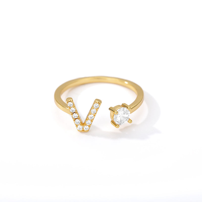 Anillo inicial diminuto para mujer con circonita, letras A-Z, 26 anillos, moda para parejas, boda, dije ajustable, regalo de joyería de nacimiento, Bijoux Femme
