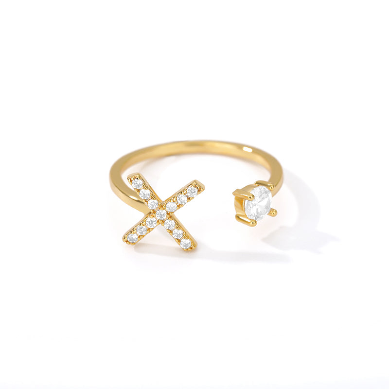 Anillo inicial diminuto para mujer con circonita, letras A-Z, 26 anillos, moda para parejas, boda, dije ajustable, regalo de joyería de nacimiento, Bijoux Femme